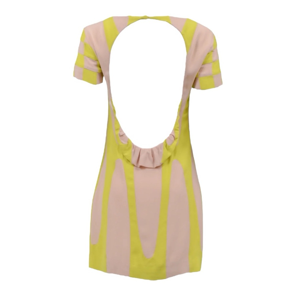 CELINE Vintage Y2K circa 2005 open back yellow and pink dress - Picture 3 of 8